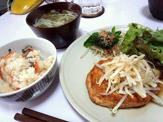 炊き込みご飯とつくねバーグ|まきさん