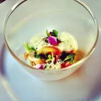 Pickled abalone mushroom cilantro air flowers ginger|daniel benhaimさん