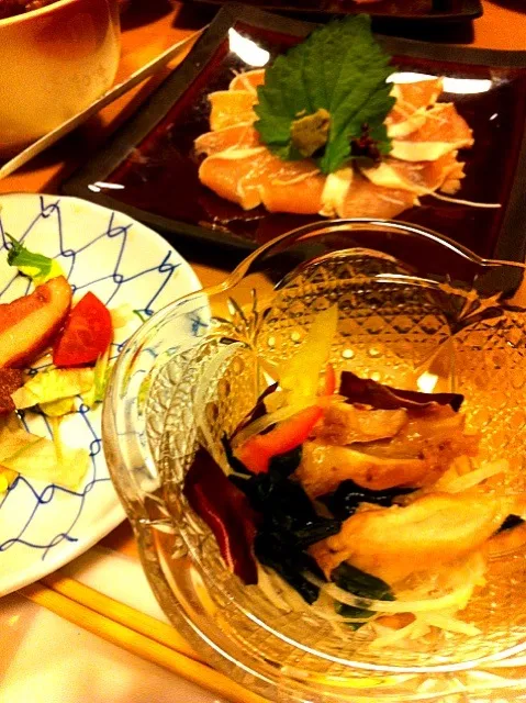 Saladas  e Sashimi de Frango!!!! Bonenkai GS|lucia inoueさん