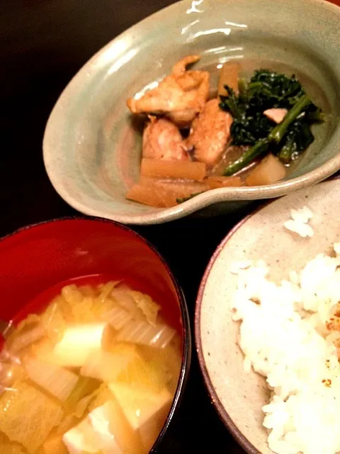 鶏と大根の煮物、味噌汁|はるあやママさん