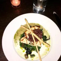 Grilled swordfish with greens|atul pandeさん