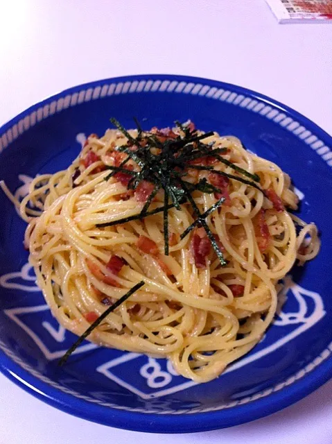 カリカリベーコン入明太子パスタ🍝|食レポ エステオヤジ @高石さん