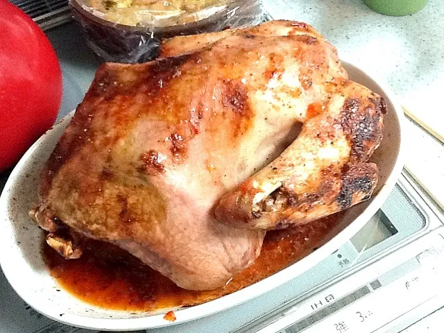 Snapdishの料理写真:Turkey with a red pepper jelly glaze|Kirsten Adachiさん