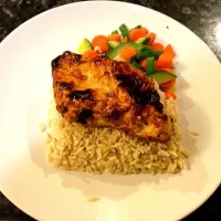 Hawaiian pineapple chili chicken  with brown rice and steamed vegetable blend|lizさん