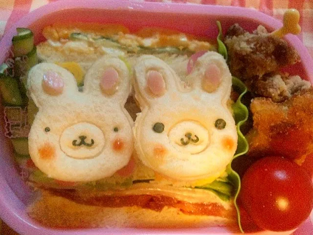 Lunch box☆sandwich rabbit🐇ｻﾝﾄﾞｳｨｯﾁうさぎさん|🌈Ami🍻さん