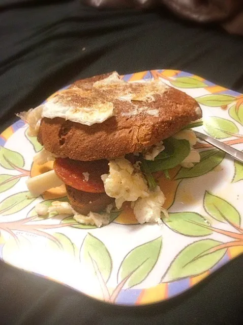 Pepperoni,egg,cheese,spinach sandwich|brianna schlesingerさん