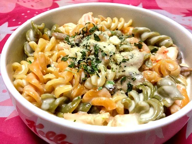 エビとキノコこチーズクリームパスタ|直場友紀恵さん