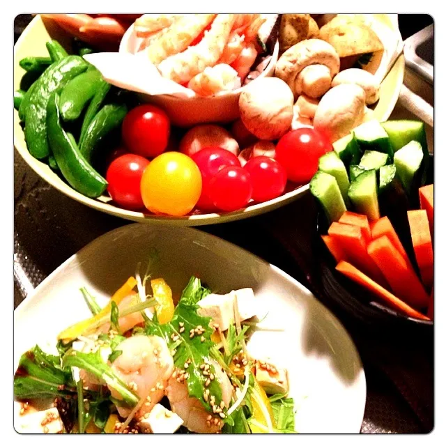 ホタテと水菜のサラダ☆チーズフォンデュ|yumieさん