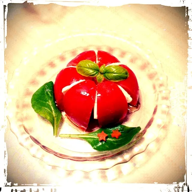 お花カプレーゼ(sakapon777さんの盛り付け方をまねっこ)|まるちゃんさん