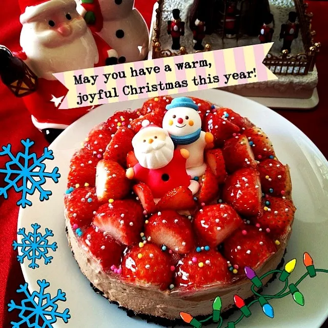 Snapdishの料理写真:X'mas cake★生チョコ風レアチーズケーキ|💗Marico💗さん