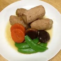 ゴボウの豚肉巻煮|あきさん