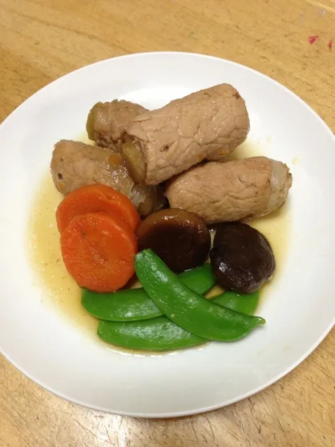 ゴボウの豚肉巻煮|あきさん