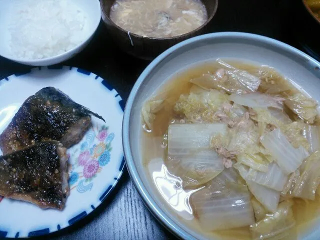 白菜の煮物・サバの味噌焼き・卵スープ|三和祐美子さん