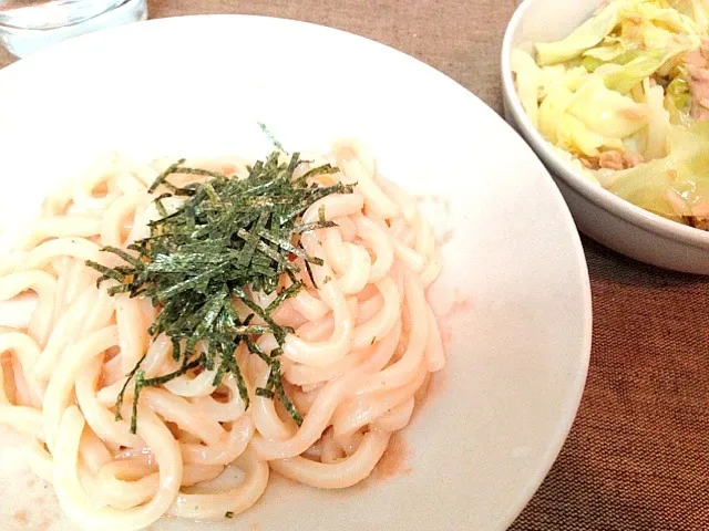 Snapdishの料理写真:たらこパスタ風うどん|ちゃまんじゅうさん