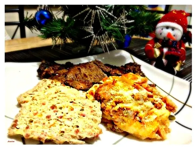 My Christmas Meal ( Grilled Porkchop, Meatloaf & 4 Cheese Lasagna )|Jhanineさん