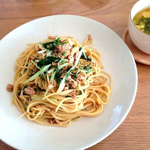 ツナと水菜と大葉の和風スパゲッティ|みなさん