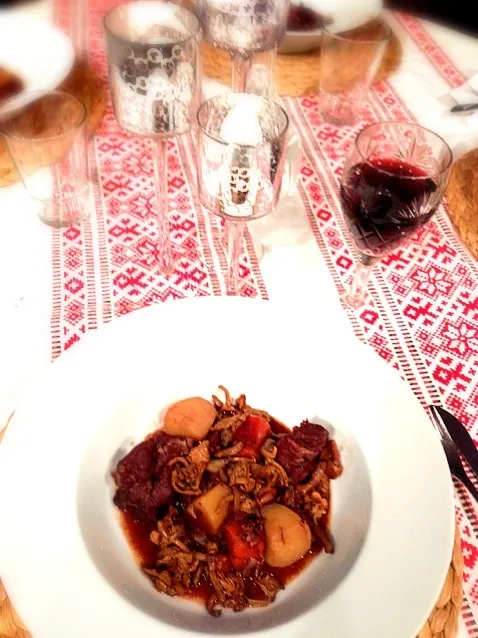 Jugged Wild Boar with Potato, Carrot, Onion, Bacon cooked in  Black Raspberry, Red Wine and Chocolate Sauce!!!|Patrikさん