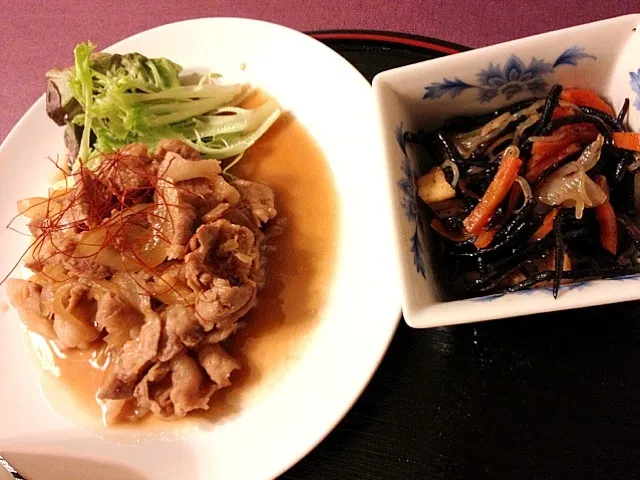 お肉が多すぎた生姜焼き＆ひじき煮|よよさん