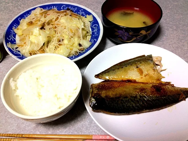 鯖のミソ煮、焼きビーフン|うるしちかさん