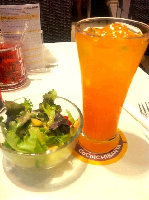 Orange juice & salad|skyblueさん