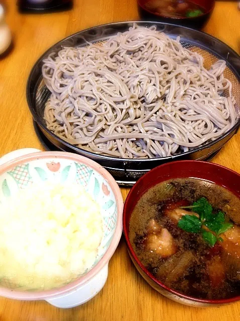 手打ち蕎麦、鶏南蛮セイロ。|アオキタクトさん