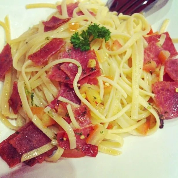 Turkey bacon linguine|ᔜѰLᗊÎᐂさん