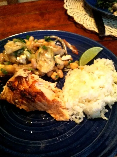 Salmon with a bean salad and whole spice rice|Niko Ortegaさん