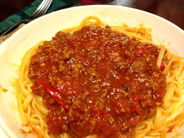 Linguini with Chili con Carne..|Rina Catenaさん