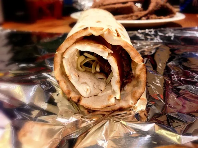 Snapdishの料理写真:Kebab roll with Cream Cheese, Cheese on thin Bread|Patrikさん