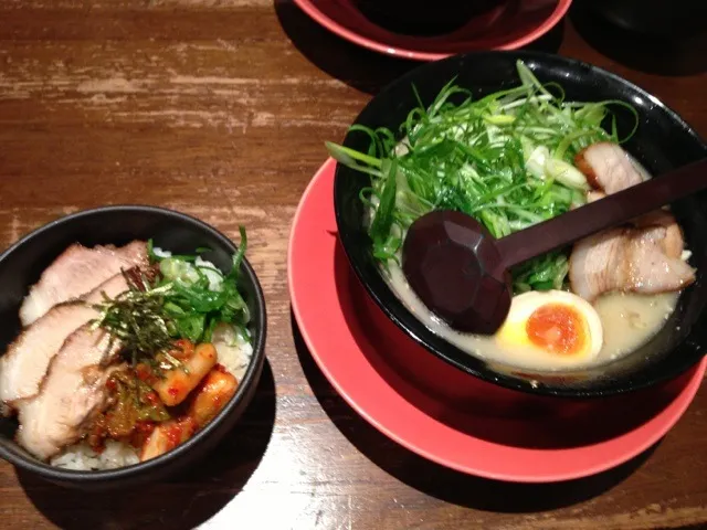 九条ネギラーメン➕チャーシュー丼|ひーくんさん