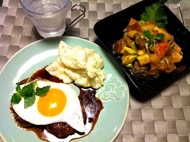 Snapdishの料理写真:照焼き豆腐ハンバーグの晩ご飯|有山さん