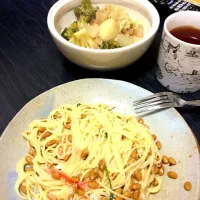 納豆パスタとポトフ|ユキやんさん