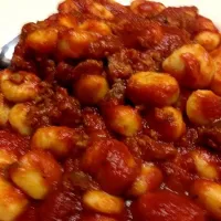 Snapdishの料理写真:Gnocchi in a meat sauce...|Rina Catenaさん