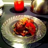 Pork-chop, with oven rosters tomatoes and peppers.|ryan shoultzさん