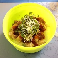 Snapdishの料理写真:蒸し鶏の梅ダレ丼|ともゆかさん