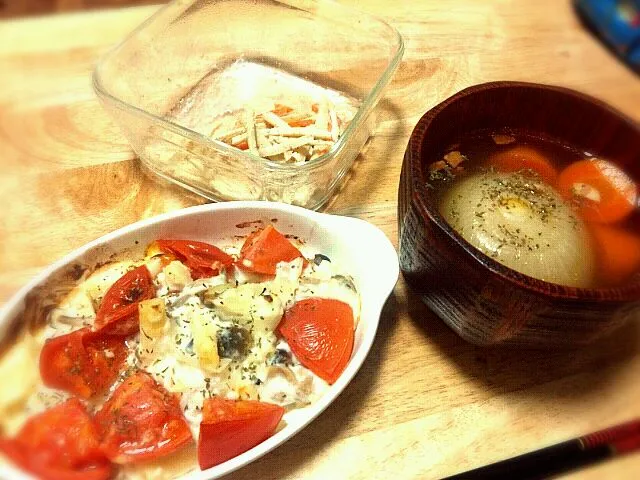 グラタンと玉ねぎまるごとスープ|おがぐずさん