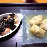 里芋の明太マヨ焼き、ロールキャベツ|ちえさん