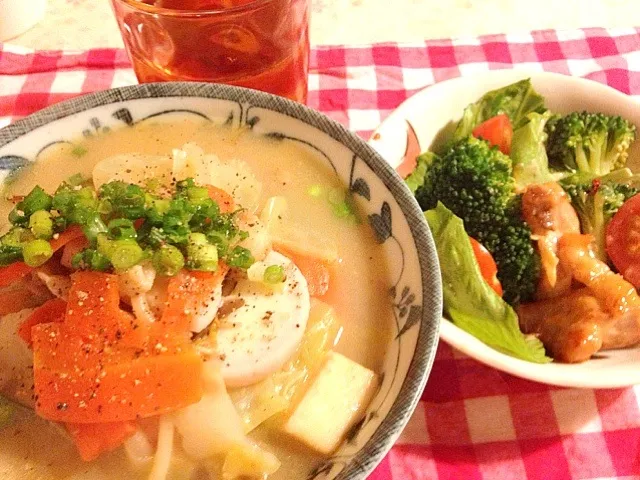 麺の代わりにお豆腐が入ったチャンポン   鶏肉のオーロラソース掛け|mari miyabeさん