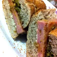 Leftover ham with pesto and parmesan sandwich|maria katrina valenciaさん