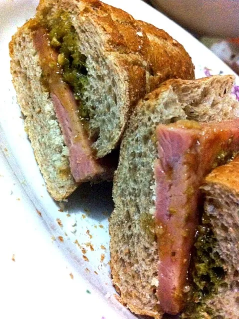 Leftover ham with pesto and parmesan sandwich|maria katrina valenciaさん