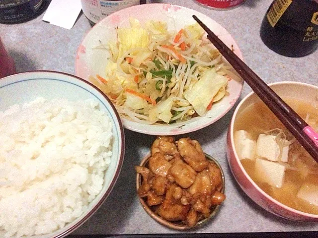 とり肉の甘酢煮と野菜炒め|ひーさん