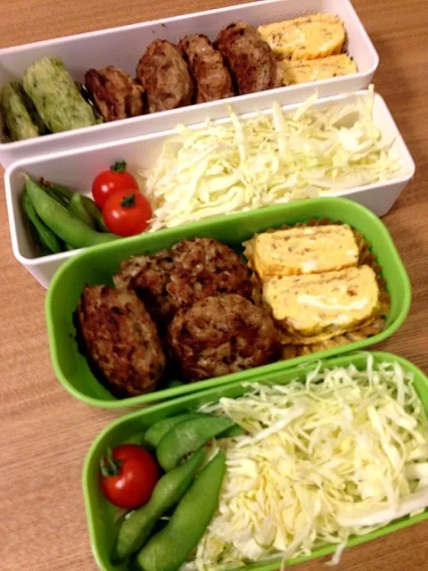 お弁当♡ごぼうハンバーグ、卵焼き|ウサコさん