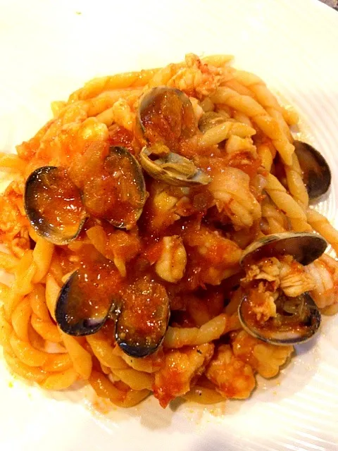 Snapdishの料理写真:Seafood pasta with lobster, Manila clams, prawns.|Chrisさん