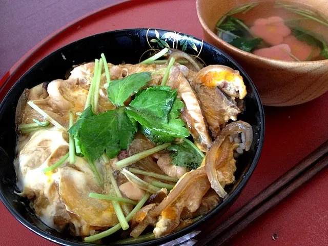 親子丼と生麩のお吸い物|よよさん