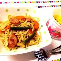 和風パスタ、コーンスープ|みーほさん