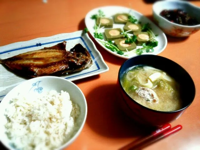 味の干物&肉団子汁&松阪牛.ほうれん草のﾃﾘｰﾇ&ひじき|ami*さん