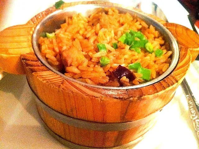 Chicken & mushroom rice in bamboo steamer|skyblueさん