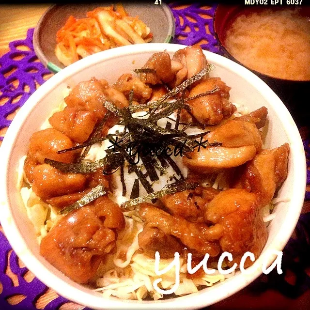 照り鶏丼温玉のせ♡|＊yucca＊さん