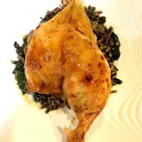 Snapdishの料理写真:Roasted chicken, Lacinato Kale, wild rice, hot oil.|Chrisさん