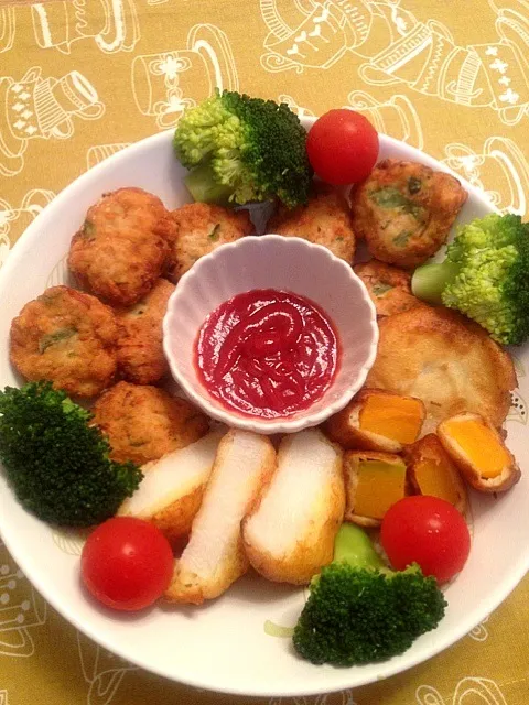 🍎野菜入りチキンナゲット＆長芋＆カボチャのチーズ衣フリット🍎|Candyさん